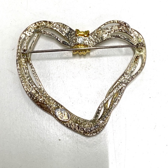 Premier Designs Jewelry Strings of Love Heart Brooch Pin Silver Gold Tone Metal - Picture 2 of 5